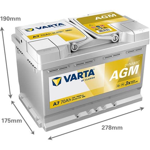 Varta A7 Silver Dynamic AGM 096 Start-Stop Battery 570 901 076
